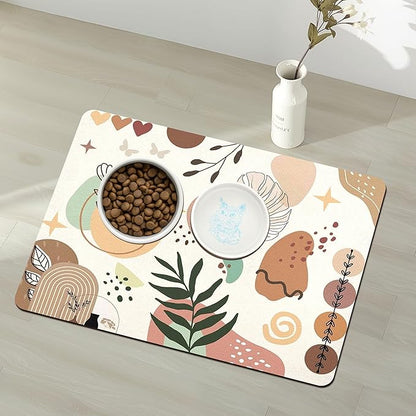 Pet Feeding Mat for Floors Waterproof Dog Mat for Food and Water Absorbent Quick Dry Non Slip mat for Cat Bowls