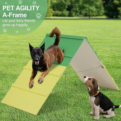 Dogs Agility A-Frame 74.8 x 18.9 Inch Dog Agility Equipment A-Frame Agility Training Equipment Dog Non-Slip Agility Course Equipment for Dogs Jumping Outdoor Dog Pet Ramp Climbing Playground