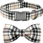 Dog Collar, Bow Dog Collar Plaid Pet Collar Dog Cute Pet Bow Soft Girl or Boy Dog Collars with Metal Buckle Adjustable Collar for X-Large Dogs