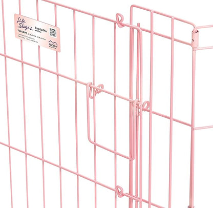 MidWest Homes for Pets Folding Metal Puppy / Dog Exercise Pen, Indoor/Outdoor Playpen with Door, 16 Sq Feet of Play Space, 24-Inches Tall, Pink