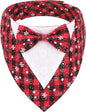 ADOGGYGO Christmas Dog Tuxedo Bandana, Red Plaid Pet Chritstmas Tux with Bowtie Adjustable Christmas Formal Costume for Extra Large Dogs Pets (XL)