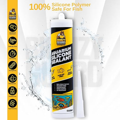 Aquarium Silicone Sealant Clear 2x10.14 Fl oz Cartridge - Aquarium Safe Silicone for Fish & Plants, 100% Waterproof, Non-Toxic, Solvent Free, Strong Bond, Fast Cure, Transparent (2 Pack)