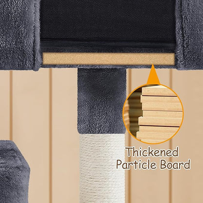 Yaheetech 33.5in Cat Tree Tower for Indoor Cats w/2 Cozy Plush Condos, Oversized Perch & Sisal Scratching Posts, Stable Cat Stand House for Large Cats & Pets