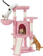 Yaheetech Cat Tree, 42in Play Tower for Indoor Cats, Kitten House with Large Perch & Scratching Posts & Cozy Condo & Scratching Ramp, Cat Furniture Activity Center, Pink