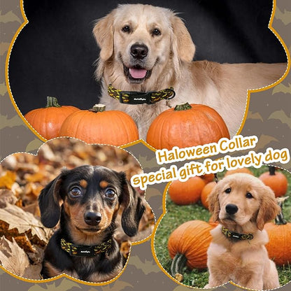 Fall Dog Collar, Halloween Dog Collars for Extra Small Dogs, Cotton Puppy Collar with Bat Pattern, Pet Collar for Small Medium Large Dogs, Girl Boy Dogs Collar with Quick Release Buckle-XS