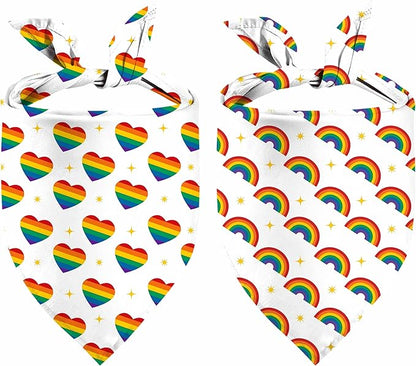 Rainbow Dog Bandanas Love is Love Pride Triangle Bibs Dog Paw Pet Scarf Reversible Double-Sided Pet Neckerchief for Pride Day Small Medium Large Cat Costume Accessories