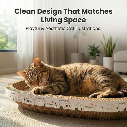 3 Pack Oval Cardboard Cat Scratcher & Lounger Bed, High-Density Cat Scratching Board & Lounge Bed, Ergonomic Scratch Pads for Indoor Cats Claws Care, Furniture Couch Protector from Cat Claws