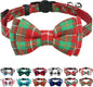Joytale Upgraded Christmas Cat Collar with Bells, Breakaway Cat Collars with Bow Tie, 1 Pack Girl Boy Safety Plaid Kitten Collars, Red+Green Plaid
