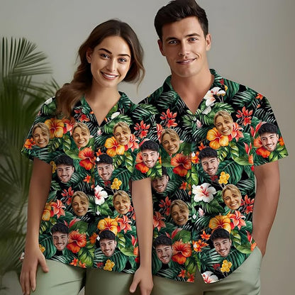 Custom Hawaiian Shirt with Face Photo Picture for Men Women Kids Youth Adult, Tropical Personalized Hawaiian Shirts Gift