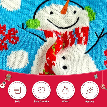 Pet Christmas Dog Sweaters Cute Animal Snowman Printed Puppy Xmas Costumes Winter Warm Turtleneck Jumpers Puppy Knitted Clothes Cat Outfits (XXL, Blue Snowman)