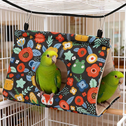Rypet Winter Warm Bird Nest House - Hanging Hammock Velvet Shed Hut Cage Plush Fluffy Birds Hideaway Sleeping Bed Fuzzy for Parrot Parakeet Cockatiels Budgies Lovebird Medium (Navy Blue)