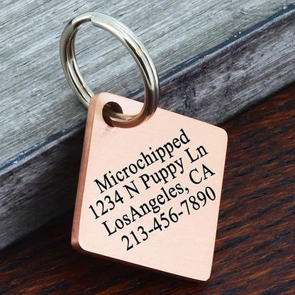 Ultra Joys Dog ID Tag, Custom Dog Tag Personalized Cat Tag, Pet ID Tag, Brushed Stainless Steel Diamond Dog Tag Rose Gold Medium