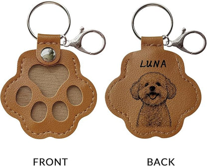 Dog Hair Keychain, Leather Pet Hair Collector Keychains, Pet Fur Keepsake Gift, Paw Charm for Collecting Cat Dogs Fur