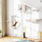 NUNU LAB Cat Wall Shelves Set, 5 Pcs Wall-Mounted Cat Climber with Condo House, Bridge Ladder, Scratching Post, Indoor Cat Furniture Set, Beige