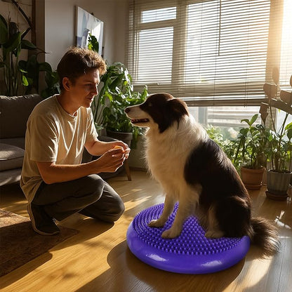 Dog Balance Disc 14", Dog Balance Equipment with Cushion and Pump, Pet Training Platform for Pet Rehabilitation Training, Strength Train Stability, Suitable for Small and Medium-Sized Pets