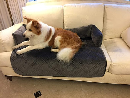 Brilliant Sunshine Premium Calming Dog Bed Mat, Silky Velvet, Removable Washable Cover, Cushion Protector and Couch Covers for Dogs, Pets, Cats, Large, Grey