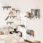 NUNU LAB 7-in-1 Wall Mounted Cat Climber Set, Cat Wall Furniture Set with House, Bridge, Steps, Scratcher Post, DIY Playground, Cat Wall Shelves - Gray