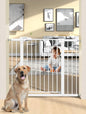36.2" Extra Tall Baby Gate for Stairs, 29.5-46" Wide Dog Gate for Doorways, Walk Thru Auto Close Metal Child Gate for The House, Stairs and Doorways, Pet Gate Pressure Mounted Dog Gate Indoor (White)