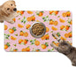 Dog Food Mat for Bowls, Absorbent Quick Dry Dog Cat Mats for Food and Water, Non-Slip Backing Pet Mat Pet Supplies - Orange Pattern