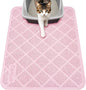 Cat Litter Mat Litter Trapping Mat, 24" x 17" Premium Durable PVC Grid Mesh with Scatter Control, Non-slip, Less Waste Cat Litter Box Mat, Pink