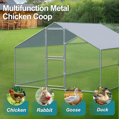 Large Chicken Coop, Chicken Coops for 40 Chickens, Chicken Runs for Yard with Water Poof & UV Resistance Cover, Spire Roof Chicken Coop Run with Double Lockable Doors for Outdoor Backyard