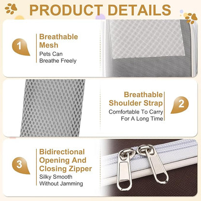 Pet Backpack Carrier, Portable and Ventilated, Oxford Cloth, Dogs Cats and Small Animals Travel Bag 14.17", (Brown, 1 Pcs), Intended for Hiking/Camping/Traveling
