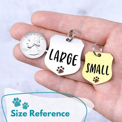 Ultra Joys Dog Tags Personalized for Pets - Hollow Paw Custom Pet ID Tag - Engraved Dog Tag for Small, Large Dogs - Large Badge in Silver