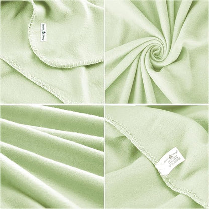 Fleece Throw Blankets Bulk Fleece Blankets Solid Wholesale Lightweight Warm Soft for Pet Bed Sofa Couch Office Wedding Gifts Travel Seasons Sage Green 50x60 Inches Pack of 6