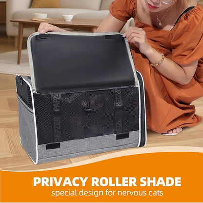 Top Loading Medium Cat Carrier with Privacy Curtain, Soft-Sided Small Pet Travel Crate Vet Visit, Little Puppy Dog Kennel Bag Suitcase Luggage Sleeve, 18x11x11 Inch Grey