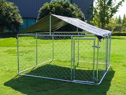 78"x 78" Outdoor Dog Enclosure Heavy Duty Dog Kennel House Mesh Dog Big Cage Pet Kennel Steel Fence with Secure Lock