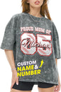 H-DEWALL Custom T Shirts Mineral Wash Tshirt Bootleg Rap Tee Customized Gifts for Boyfriend Birthday Shirts Tops for Women
