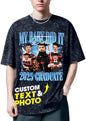 H-DEWALL Custom T Shirts Mineral Wash Tshirt Bootleg Rap Tee Customized Gifts for Boyfriend Birthday Shirts Tops for Women