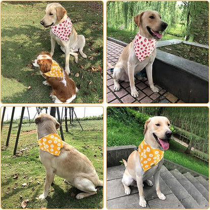 Summer Spring Dog Bandanas 2PCS, Premium Durable Fabric Dog Scarf Bid Handkerchief Bandanas for Boy Girl Small Medium Large Dogs (Large)