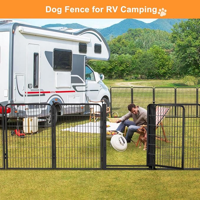 Dog Fence Outdoor Pens Outside,Portable Dog Play Pen 40" H 8 Panels Pet Playpen Exercise Pens for Puppys Small Medium Large Dogs RV Camping Yard Garden Indoor Wide Gate