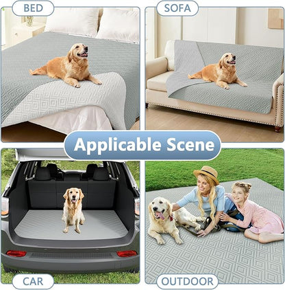 hyha Waterproof Dog Blanket, Soft Pet Bed Blankets, Waterproof Sofa Couch Cover for Dogs Washable, Reversible Pet Couch Covers for Sofa Furniture (30x80 Inch, Grey/Light Grey)