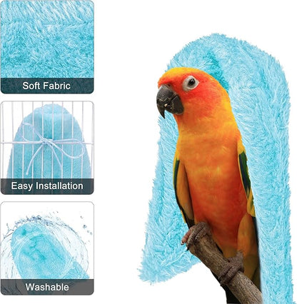 Comfort Corner Fleece Bird Blanket Parrot Cage Snuggle Hut Warm Bird Nest House Bed Hanging Hammock Toy for Parakeet Cockatiel Pigeon Small Animals Shelter Plush Bedding(Blue/S)