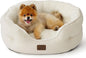 Bedsure Dog Beds for Small Dogs - Round Cat Beds for Indoor Cats, Washable Pet Bed for Puppy and Kitten with Slip-Resistant Bottom, 25 Inches, White
