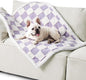 LE SURE Waterproof Dog Blanket for Medium Dogs - Washable Double Sided Dog Blankets with Warm Jacquard Shag and Soft Sherpa Fleece, Pet Cat Blanket for Couch Protection, 3D Textured Checks, Purple