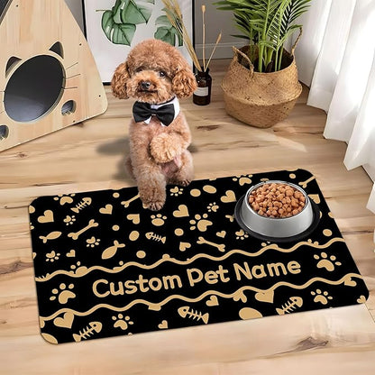 Personalized Dog Cat Mat with Name Photo Custom Placemat Feeding Mats for Food and Water Customized Non-Slip Waterproof Doormat for Bowls Outdoor Indoor Floors Customized Mat Gifts for Pet Owner