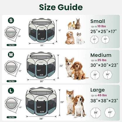 Love's cabin Pet Puppy Dog Playpen, Large Dog Tent Crates Cage Indoor/Outdoor, Portable Playpen for Cat, Foldable Pop Up Dog Kennel Playpen with Carring Case, Removable Zipper Top, Moss Green