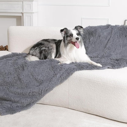 gogobunny Waterproof Dog Blanket for Couch & Furniture Protection - Super Soft Reversible Throw for Large Dogs & Cats, Calming Washable Fur & Sherpa Pet Blanket (50x60 Inch, Light Grey)