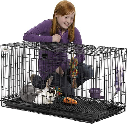 MidWest Homes for Pets Medium Wabbitat Rabbit Cage, Grid Mesh Floor, Removable Tray, Top & Front Door Access, Rust Resistant Finish, No Tools Required