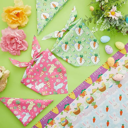 Abbylike 50 Pcs Easter Dog Bandanas Bulk Bunny Egg Carrot Bandanas for Dogs Triangle Kerchief Bibs Scarf Set for Pet Easter Costume Photo Props Accessories Pet Shops, 25 Styles (25.6 x 17.7 x 17.7)