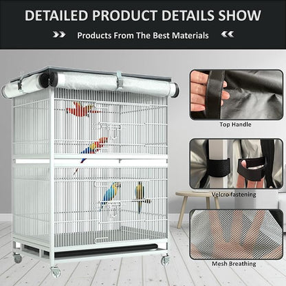 Universal Large Bird Cage Cover - 600D Cage Covers for Night, Good Night Bird Cage Cover for Large Birdcage -L31″xW20″xH51″