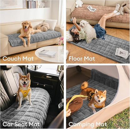 FUNNY FUZZY Pet Couch Covers for Sofa, Washable Dog Couch Cover Protector for Dogs, Flannel Couch Covers for Dogs Pet Friendly Pets Mat Bed (Blue-Grey, 35.4"x70.9")
