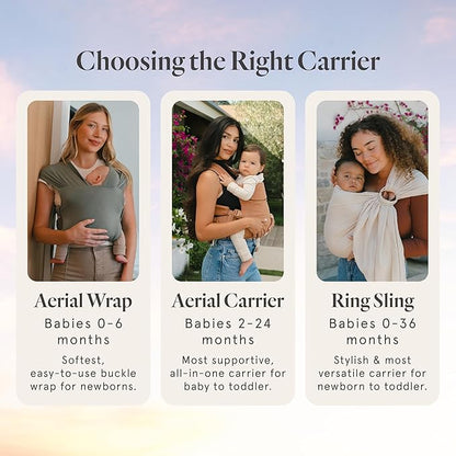 WildBird - Aerial Buckle Carrier - 2-24 Months - Standard (XS-XL) Desert Lark - Front & Back Carry - Cross Straps, Lumbar Support, Headrest, Hip Healthy, Baby Carrier - Baby Essentials - New Mom Gifts