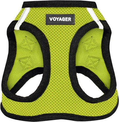 Best Pet Supplies Voyager Step-in Air Harness - All Weather Mesh, Reflective, No Pull Harness for Dogs, Cats - Secure with Hook & Loop Fastener, Buckle, Double D-Rings - Lime Green/Black Trim, S