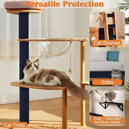 Cat Scratch Furniture Protector - 78.7" x 17" Trimmable Self-Adhesive Cats Claws Scratch Pads, DIY Cat Climbing Couch Protector for Scratch Post Cat Tree Replacement Indoor (Dark Blue)