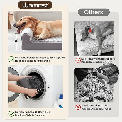 Large Dog Beds Large Sized Dogs 48x35x8 Inch, Orthopedic XXL XL Dog Bed for Medium Size Dogs, Big Waterproof Couch Sofa with Removable Washable Cover for Pet, Light Grey