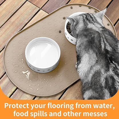 KPWACD Dog Food Mat Anti-Slip Bowl Mats for Food and Water, High-Lips Waterproof Pet Placemat Prevent Messy Spills to Floor, Silicone Puppy Feeding Trays for Large Medium Small Dogs Cats